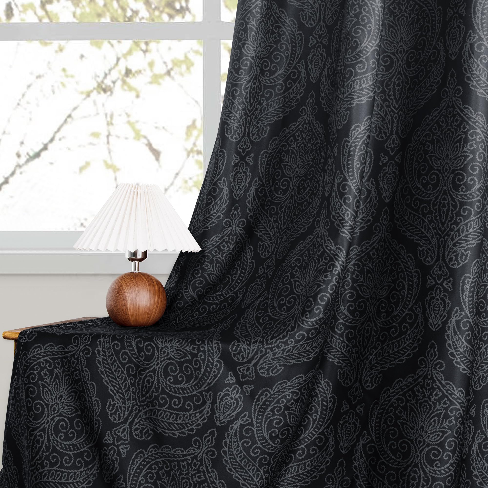 DWCN Ombre Blackout Curtains with Tiebacks, Set of 2 Panels