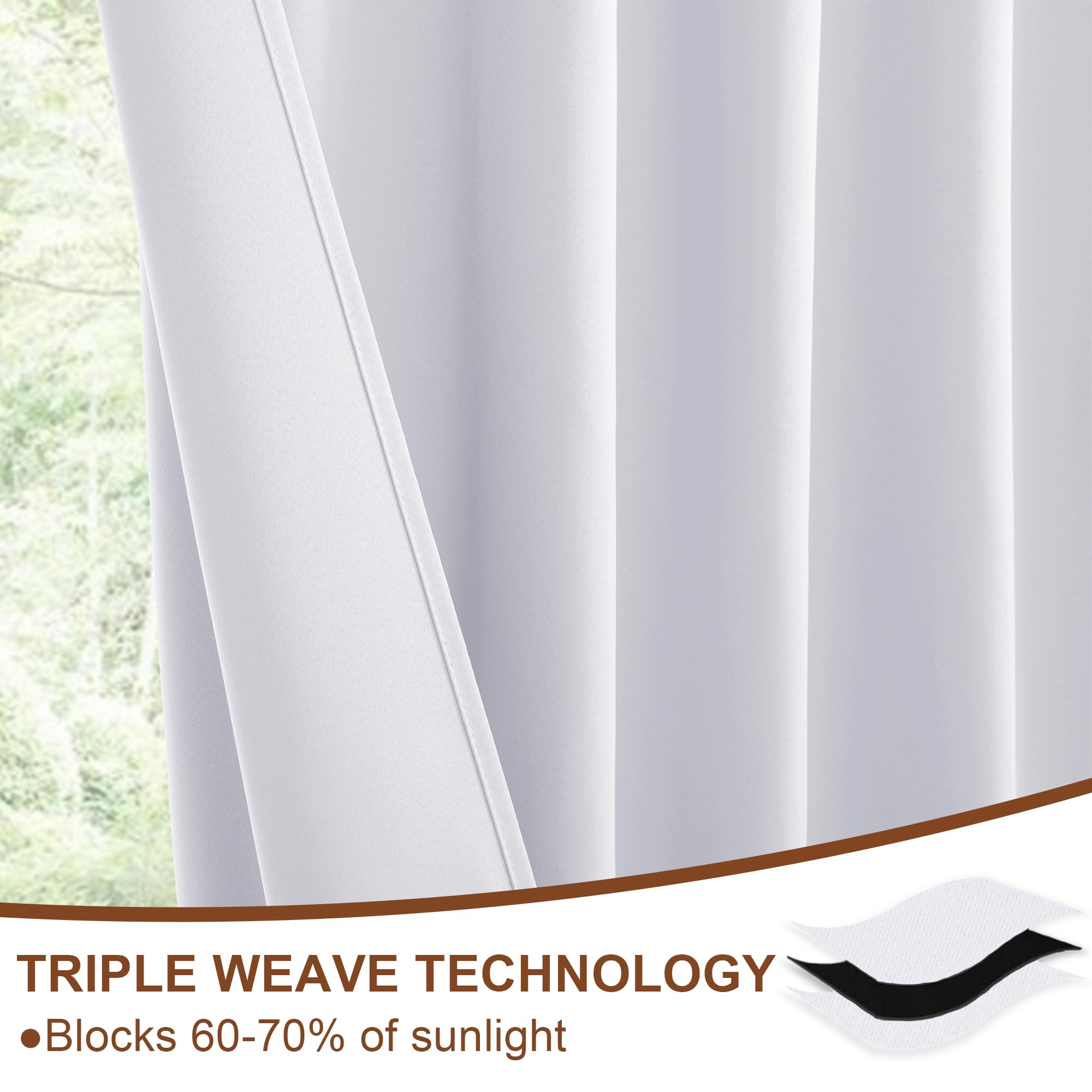 DWCN Blackout Curtains with Tiebacks, Rod Pocket/Back Tab, Set of 2 Panels