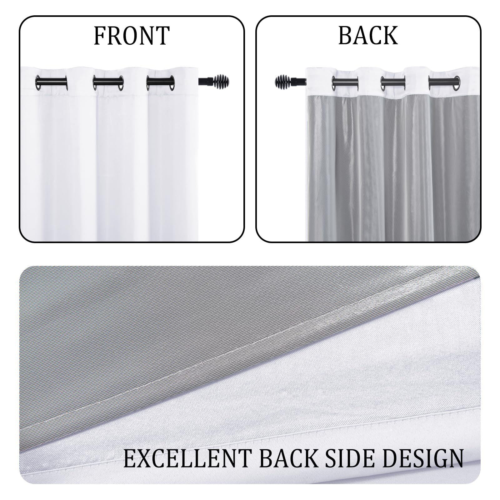 DWCN 100% Blackout Curtains with Tiebacks, Set of 2 Panels
