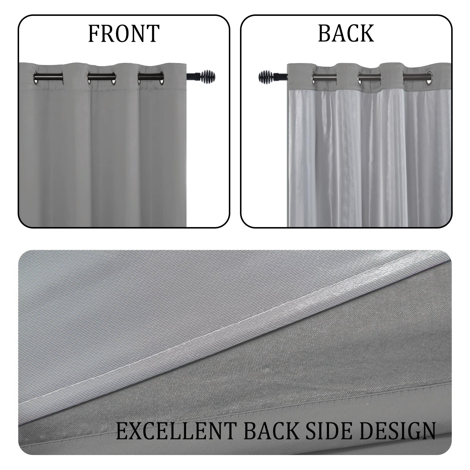 DWCN 100% Blackout Curtains with Tiebacks, Set of 2 Panels