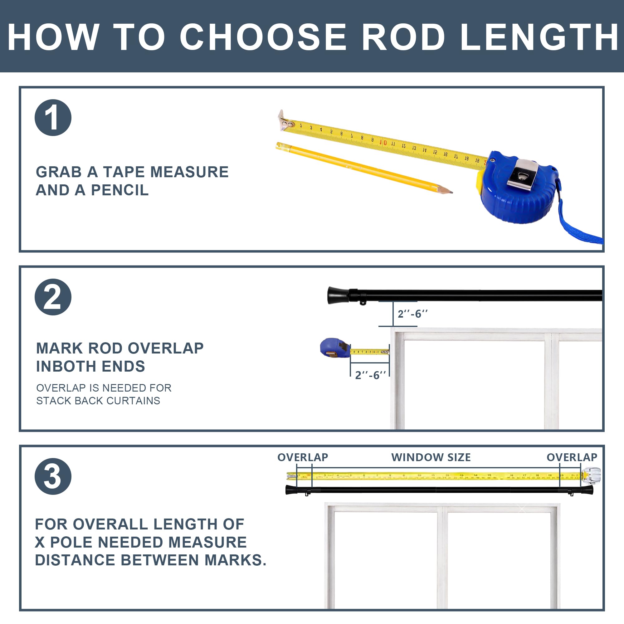 DWCN Heavy Duty Adjustable Curtain Rods