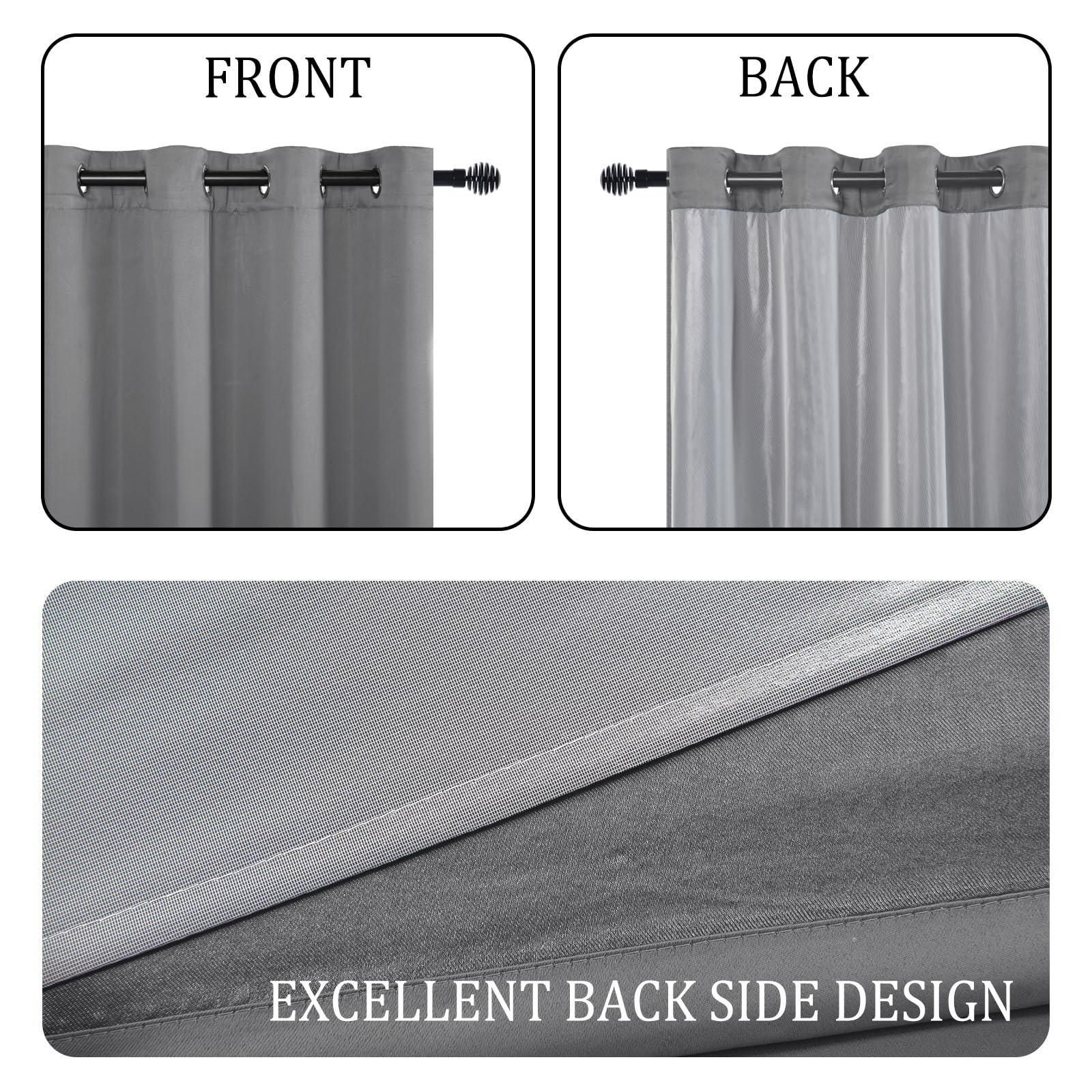 DWCN 100% Blackout Curtains with Tiebacks, Set of 2 Panels