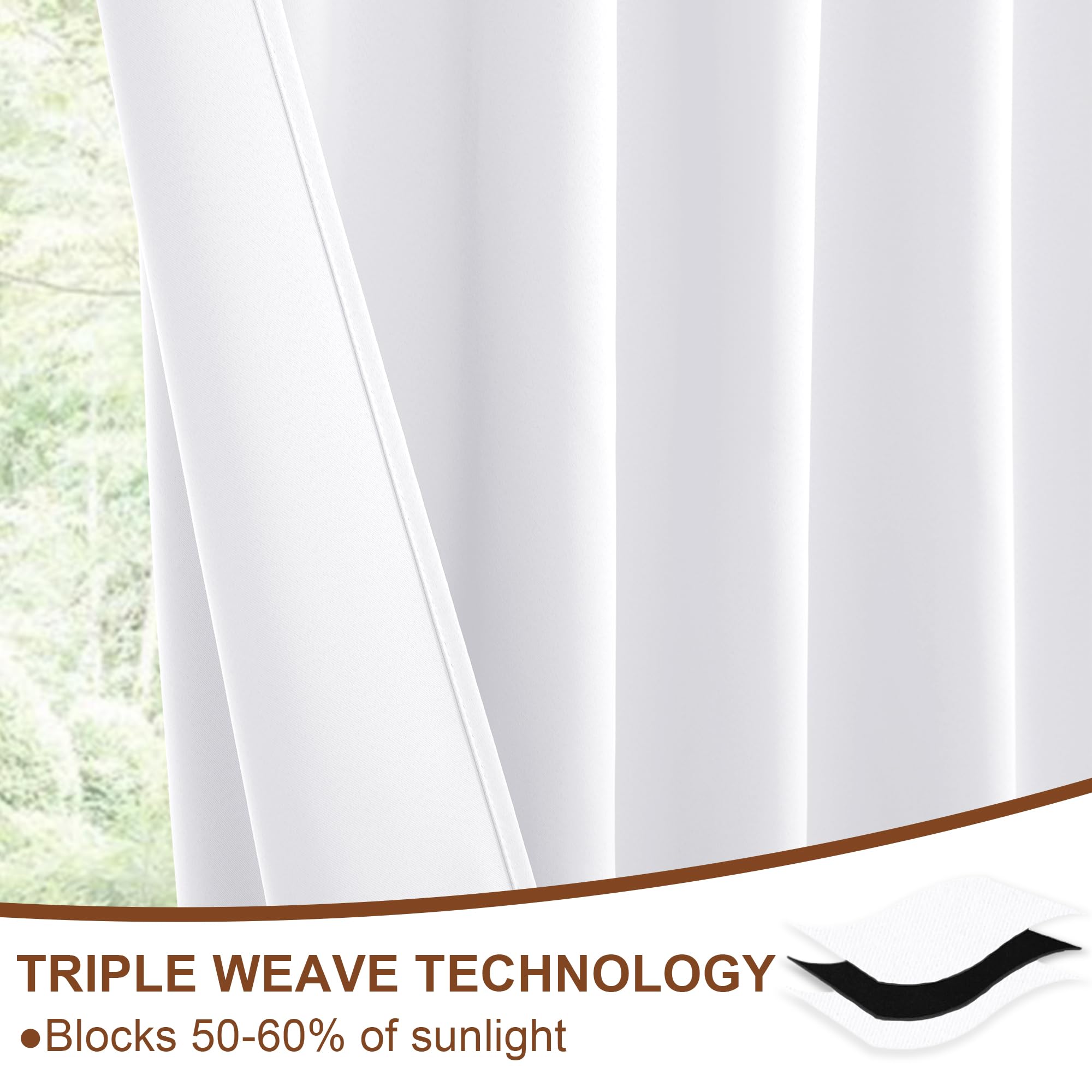 DWCN Blackout Curtains with Tiebacks, Rod Pocket/Back Tab, Set of 2 Panels