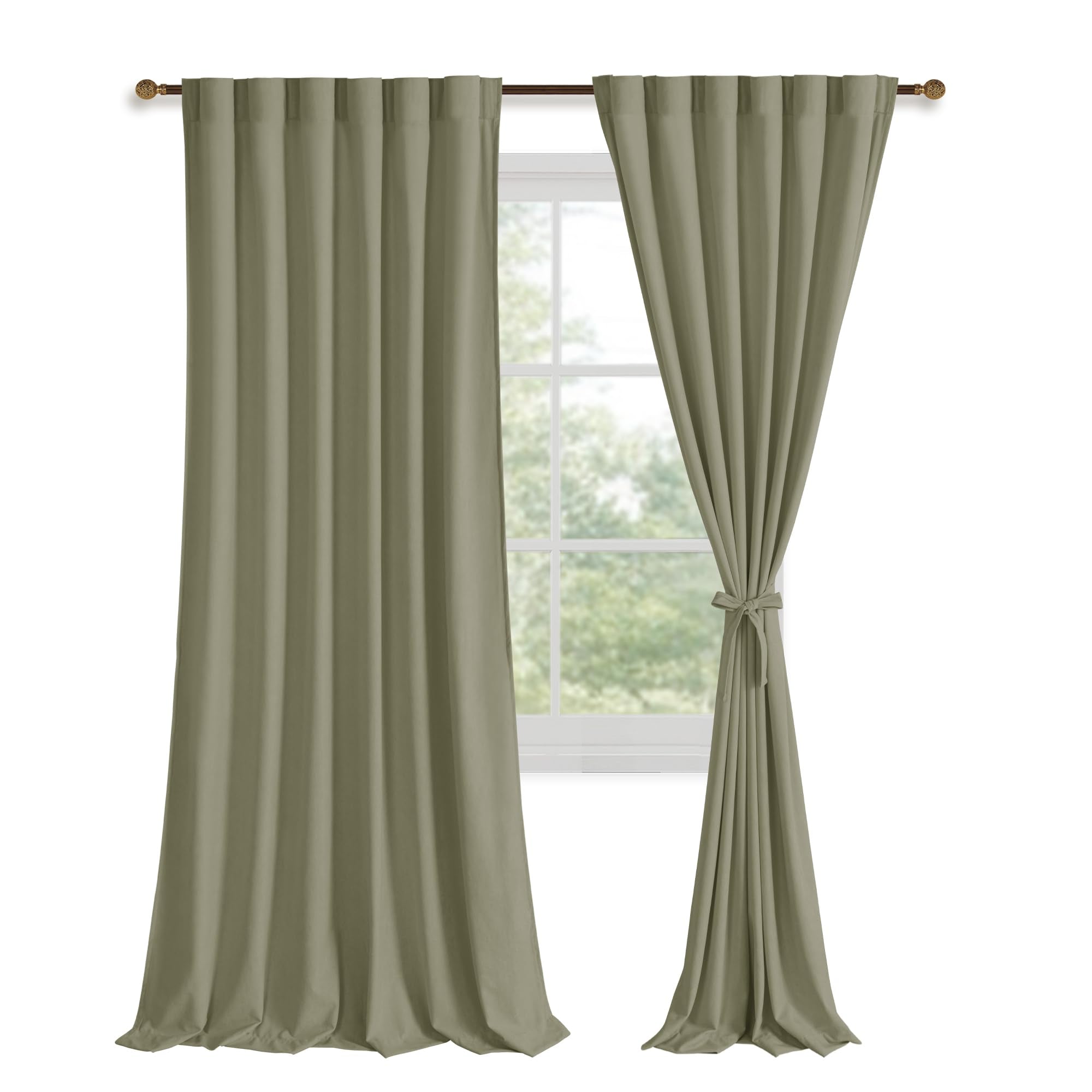 DWCN Velvet Curtains, 2 Panels - Rod Pocket and Back Tab