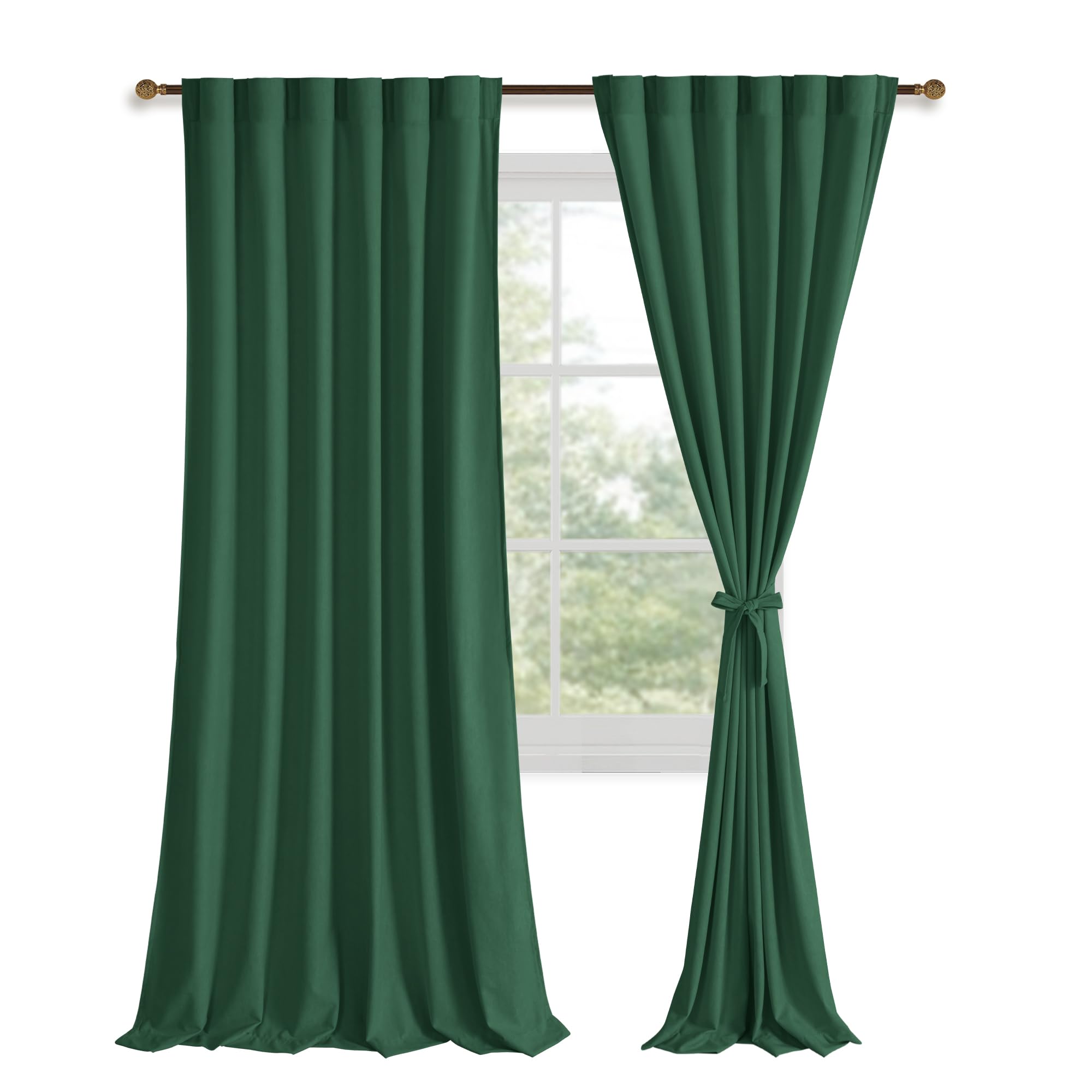 DWCN Velvet Curtains, 2 Panels - Rod Pocket and Back Tab