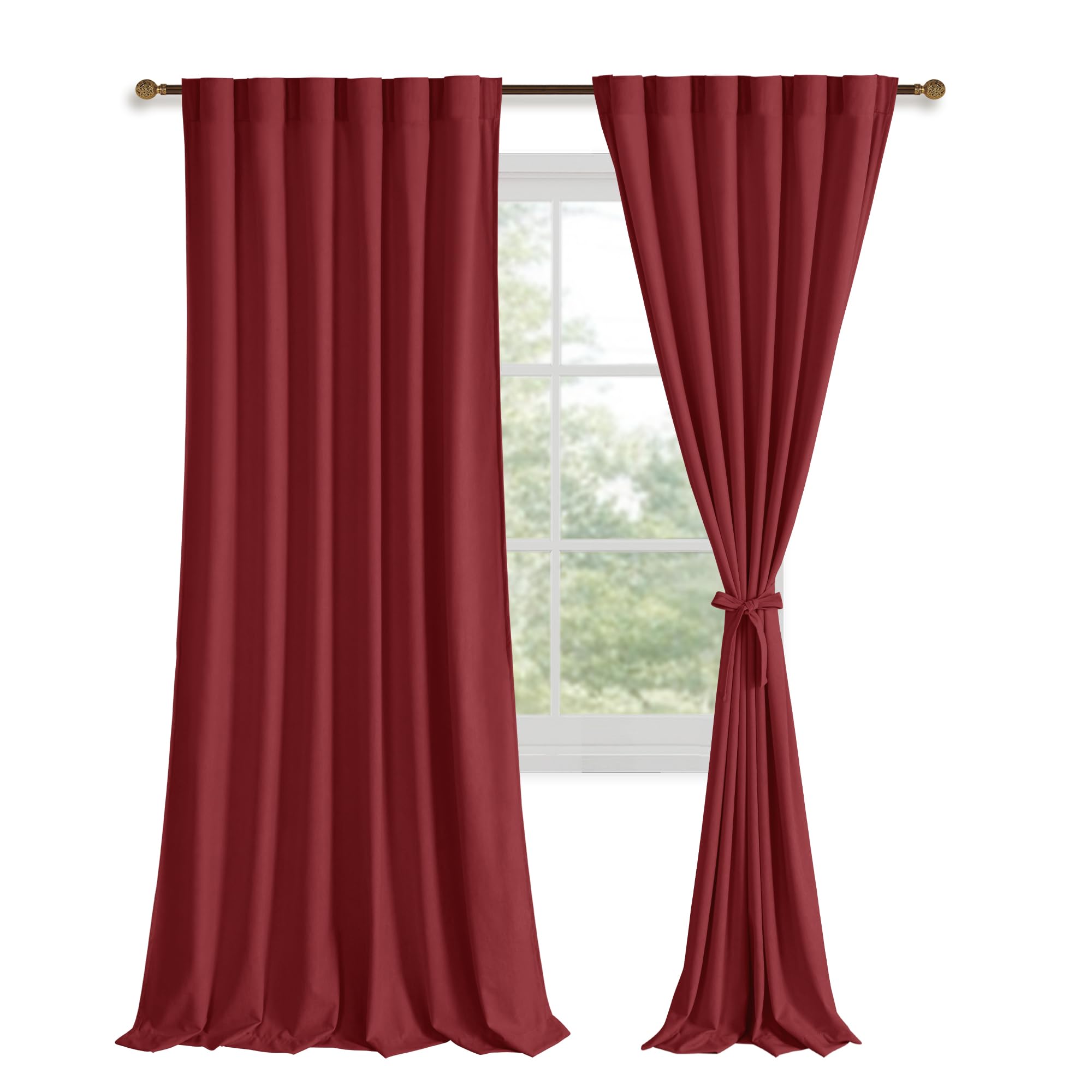 DWCN Velvet Curtains, 2 Panels - Rod Pocket and Back Tab