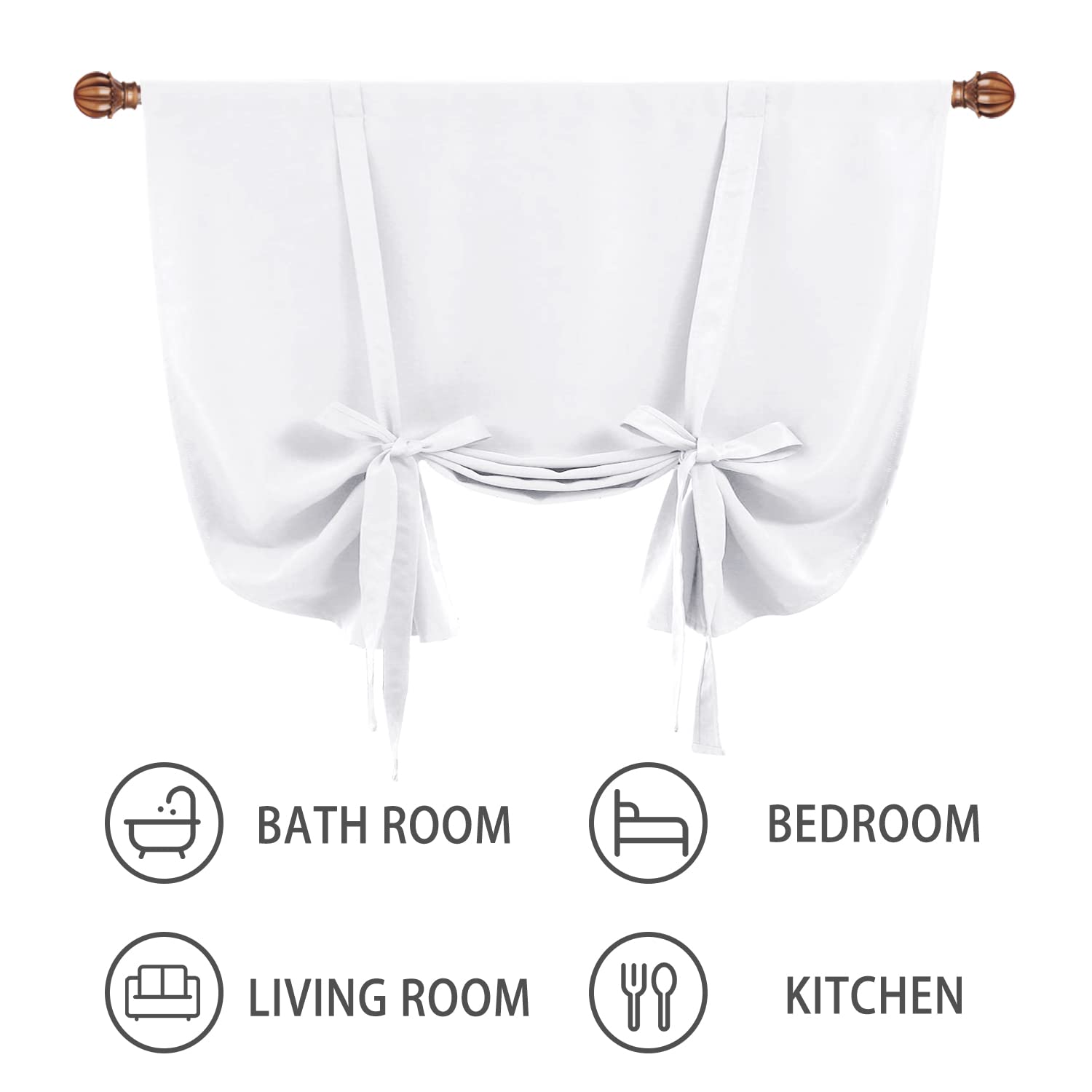 DWCN Tie Up Blackout Curtains for Kitchen