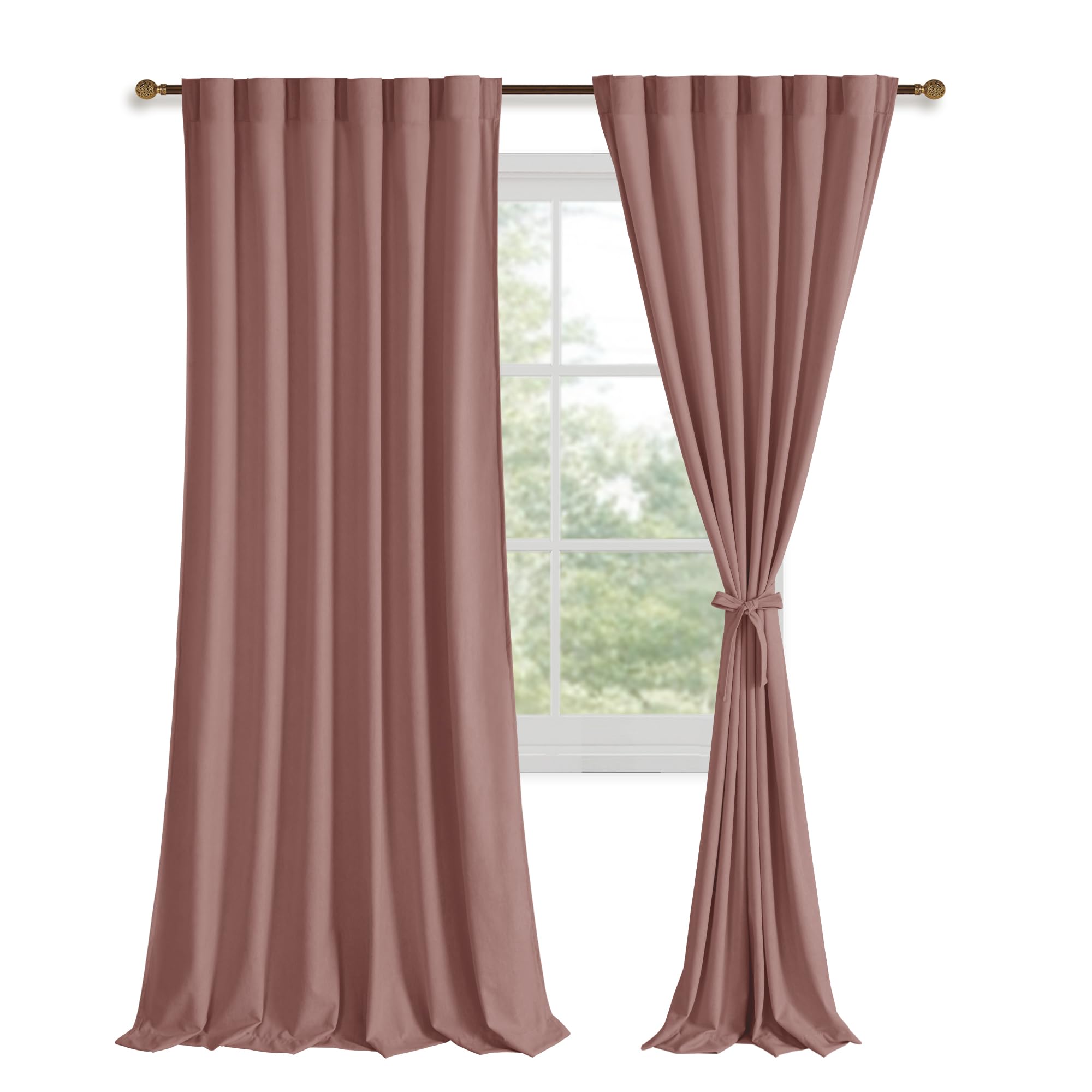 DWCN Velvet Curtains, 2 Panels - Rod Pocket and Back Tab
