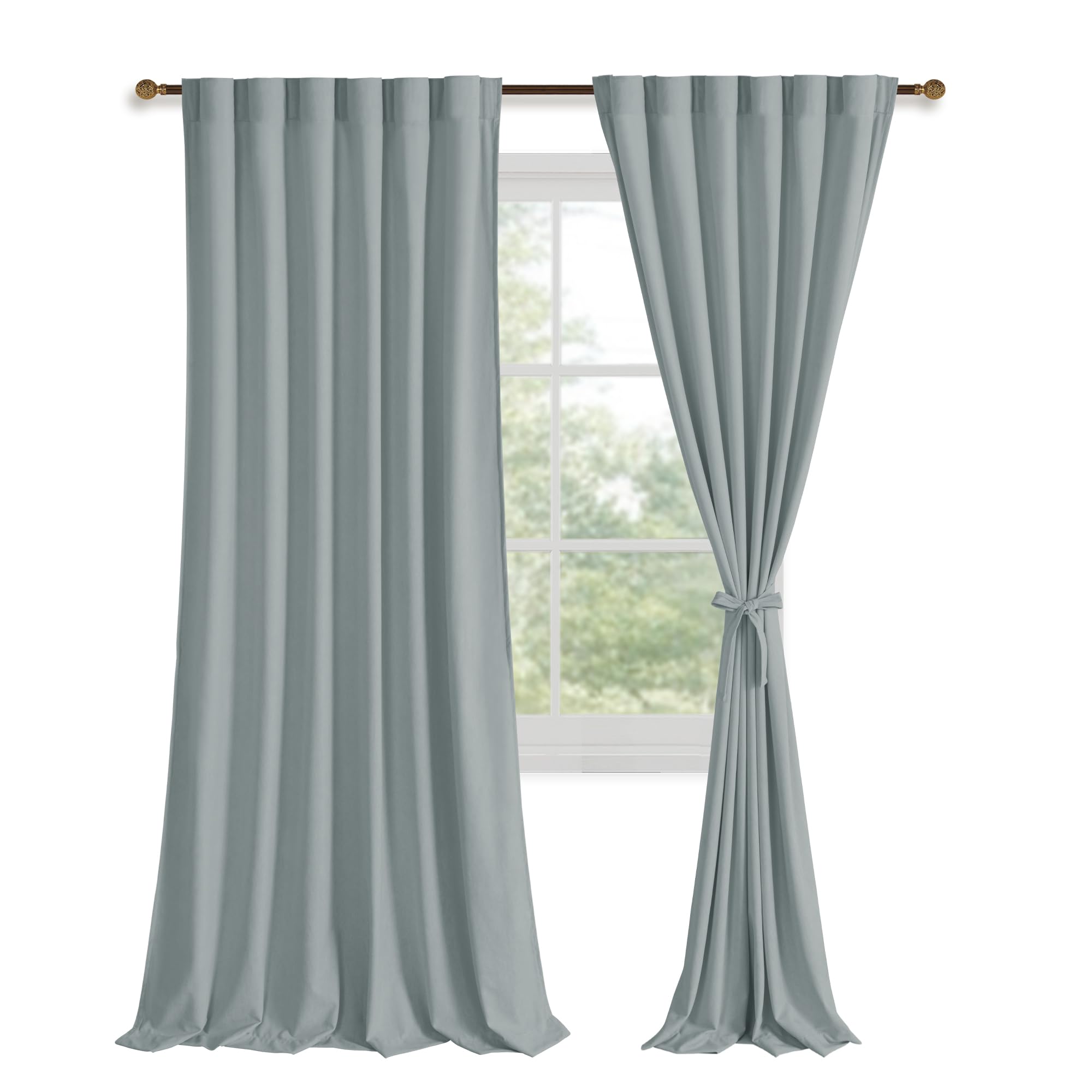 DWCN Velvet Curtains, 2 Panels - Rod Pocket and Back Tab