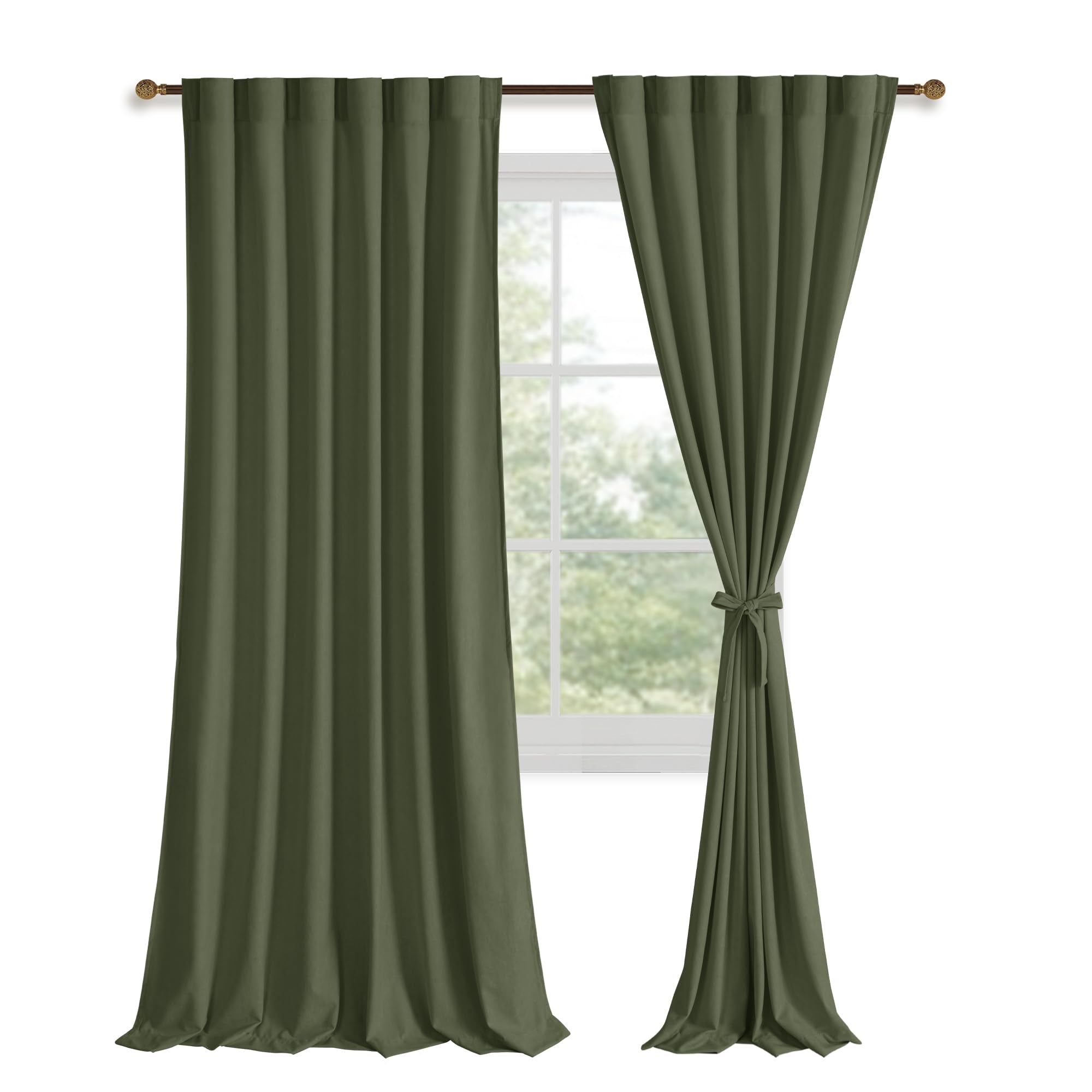 DWCN Velvet Curtains, 2 Panels - Rod Pocket and Back Tab