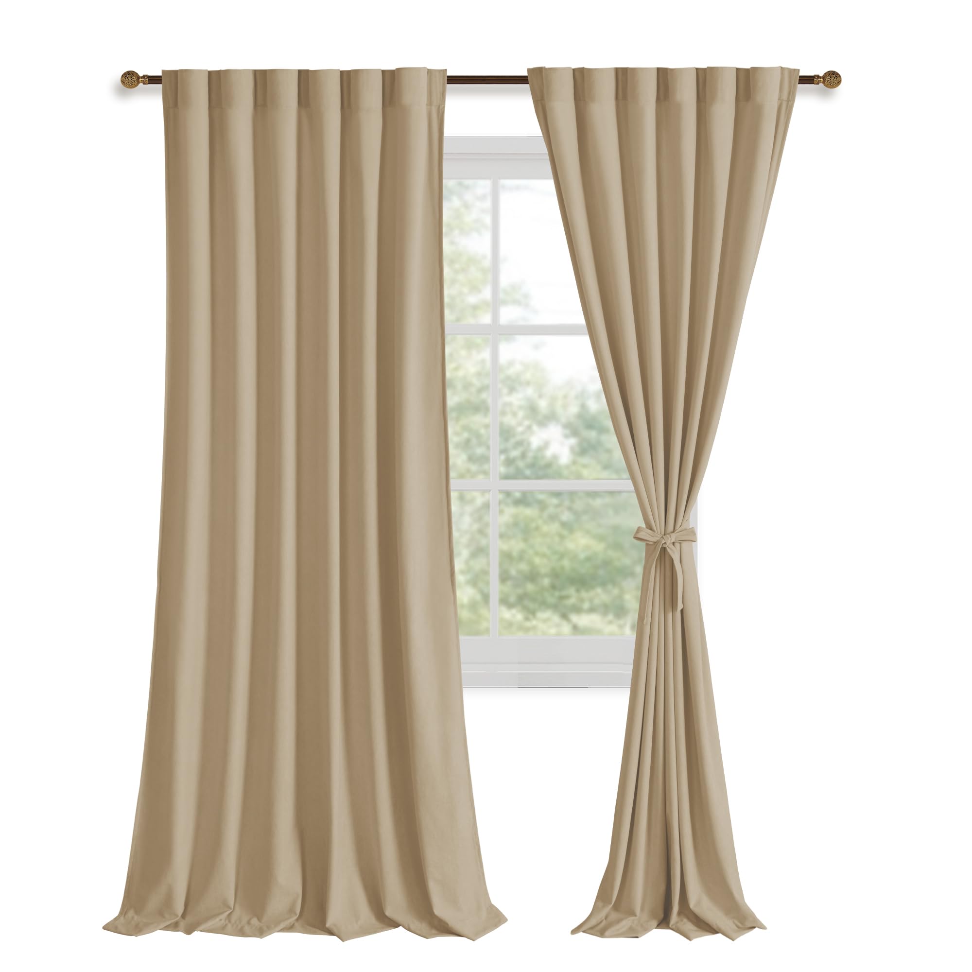 DWCN Velvet Curtains, 2 Panels - Rod Pocket and Back Tab