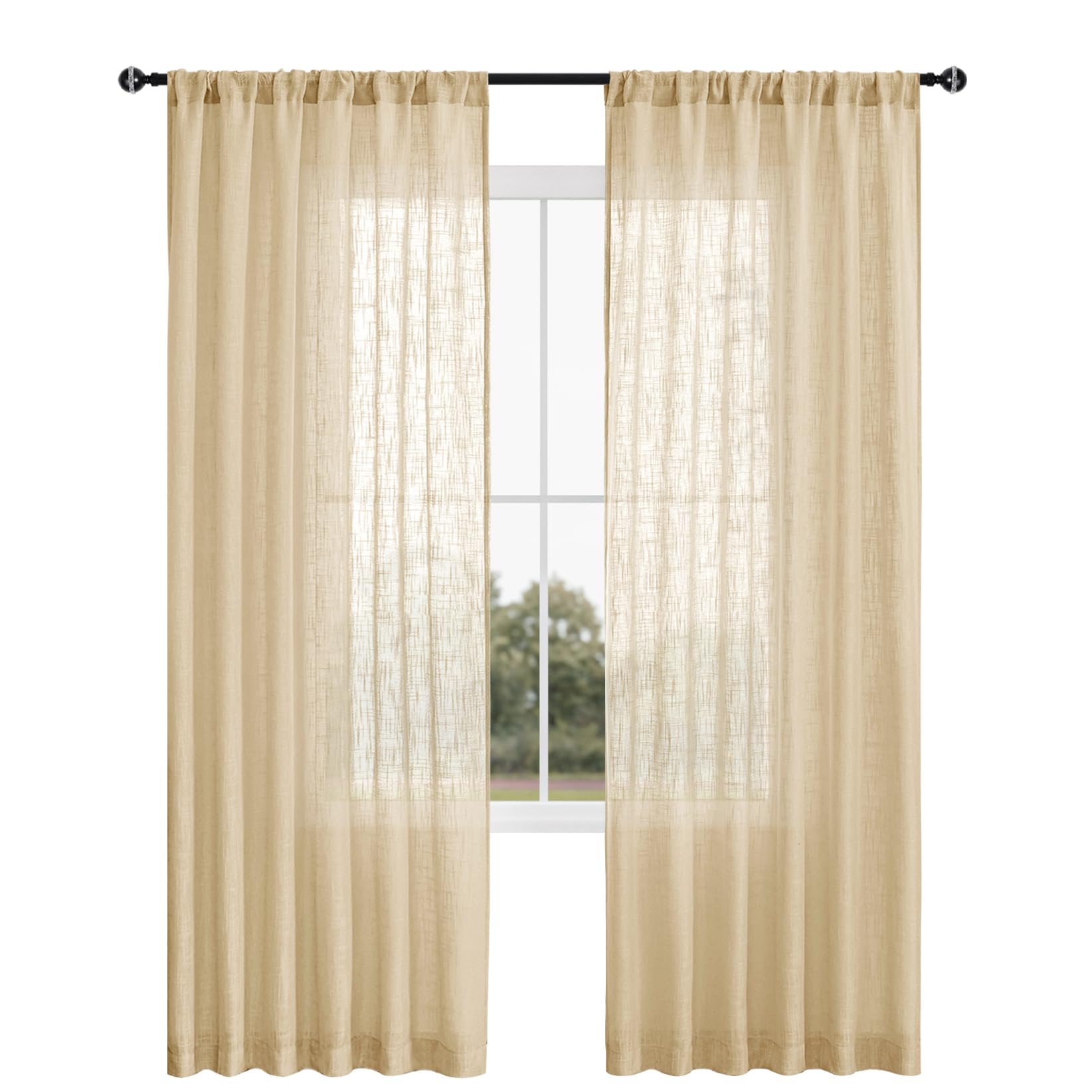 Custom Curtains: Linen Sheer Curtains, Set of 2 Panels