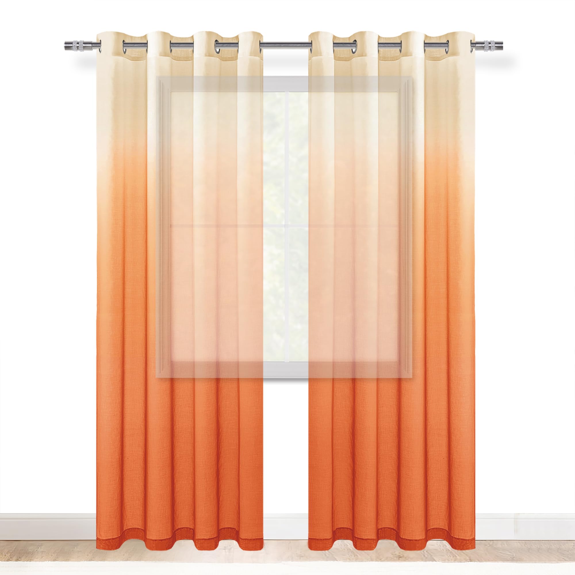DWCN Faux Linen Ombre Sheer Curtains - DWCN Official