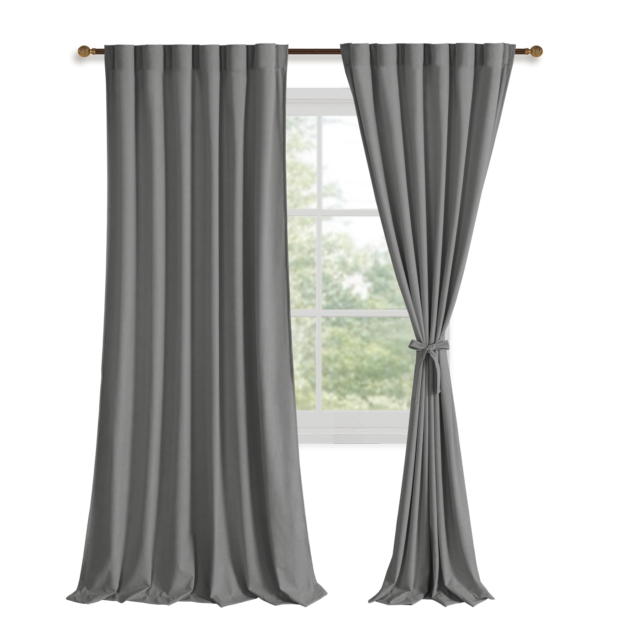 DWCN Velvet Curtains, 2 Panels - Rod Pocket and Back Tab