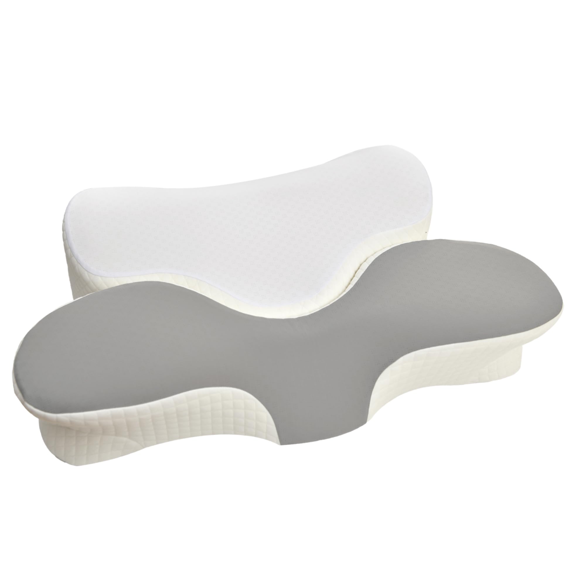 DWCN Removable Cervical Pillow 2 in 1，Grey and White