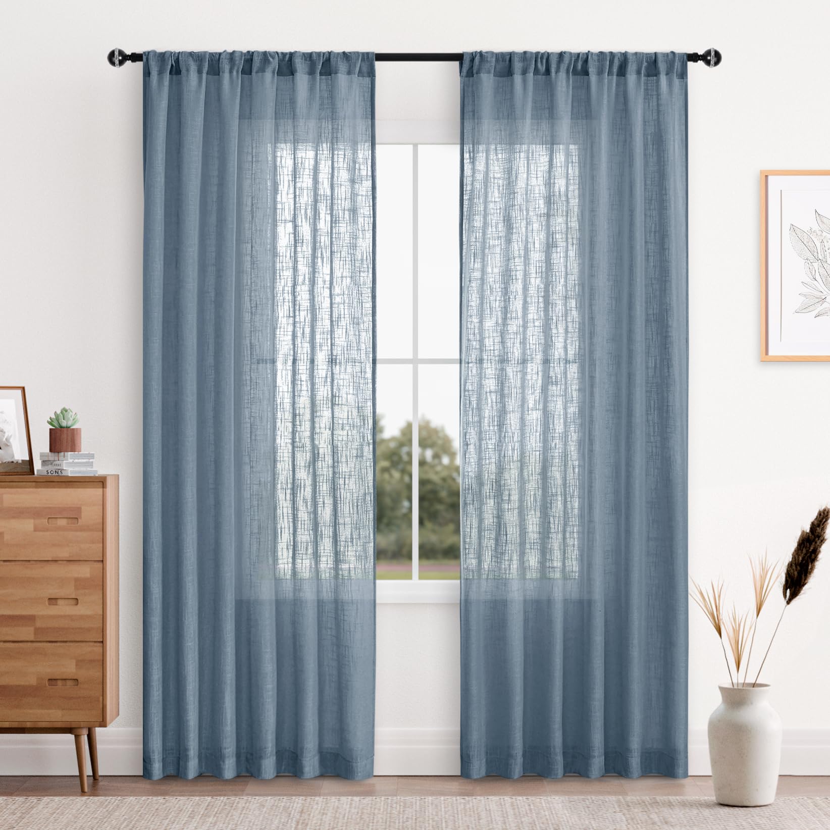Custom Curtains: Linen Sheer Curtains, Set of 2 Panels