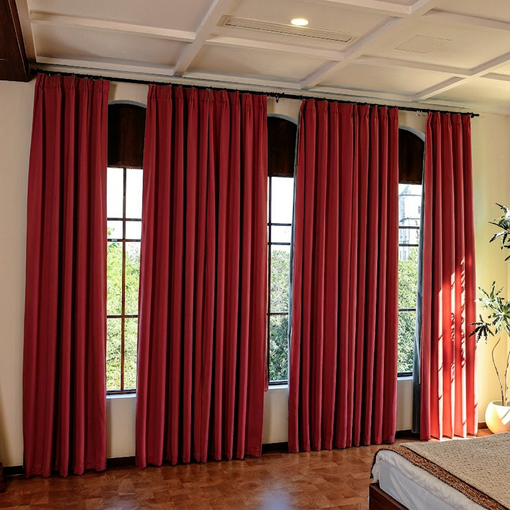 Custom Luxury Silk-Fiber Blackout Curtains