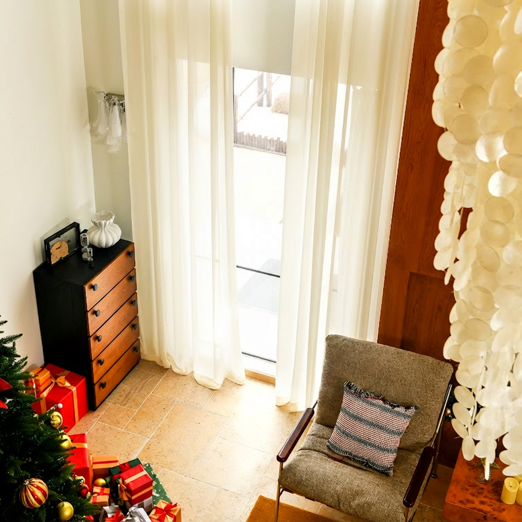 Custom Linen Texture Solid Sheer Curtains